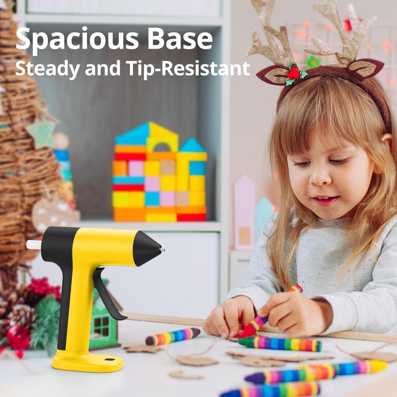 TILSWALL 4V Hot Glue Gun, Glue Gun Cordless with Rapid 30s Preheat, 2000mAh Type-C Rechargeable with 20 Glue Sticks, Anti-drip Nozzle, Auto Shut-Off for Crafting - Yellow - Image 5